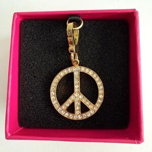 Juicy Couture Goldtone Rhinestone Peace Sign Charm - NIB